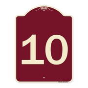 SIGNMISSION Designer Series Sign W/ Number 10, Burgundy Heavy-Gauge Aluminum Sign, 24" x 18", BU-1824-22912 A-DES-BU-1824-22912